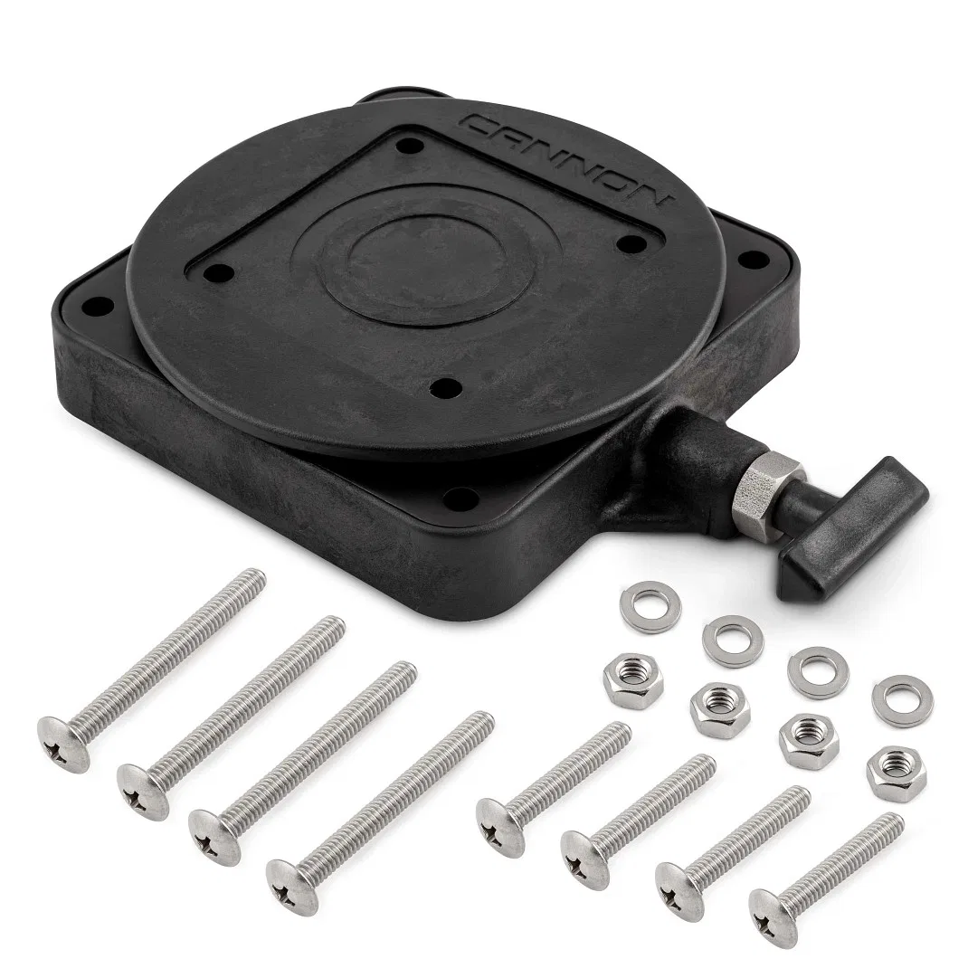 2207003 – CANNON Downrigger Mount, Low-Profile Swivel Base Black Composite Construction 5-1/4 Inch Length x 5-1/4 Inc...